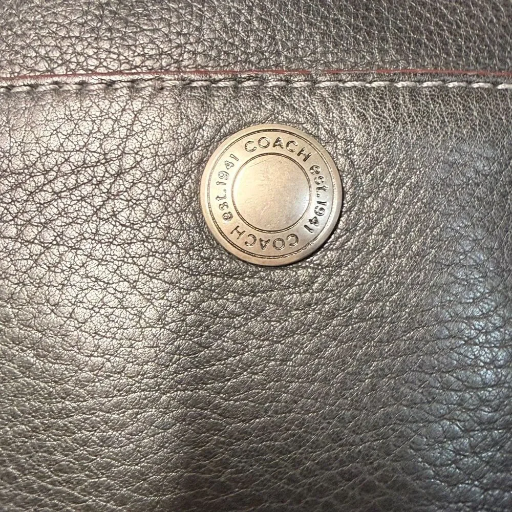Coach Chelsea Pebbled Black Leather Hobo Handbag Brown Strap - Picture 7 of 14